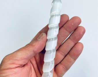 Selenite Spiral Wand Crystal (15cm) SN019 x 1