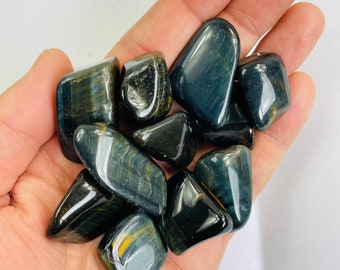 Blue Tiger Eye Tumbled Stones Natural TB052 x 1