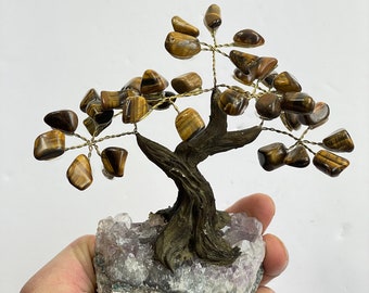 Tiger Eye Gem Tree/Crystal Tree (S) 7 branches, 35 Crystals TR049