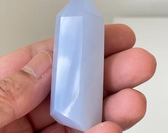 Blue Chalcedony Tower (Curved Base) High-Grade T205a