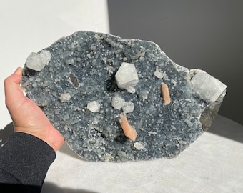 Blue Chalcedony & Apophyllite Crystal Cluster Large AP693