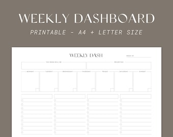 Weekly To Do List Dashboard | Printable Planners by Always Ambitious | A4 and Letter Size