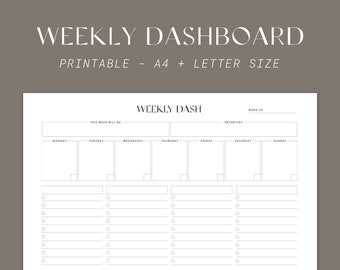 Weekly To Do List Dashboard | Printable Planners by Always Ambitious | A4 and Letter Size