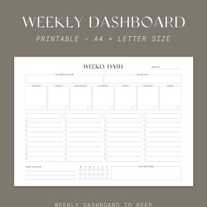 Weekly To Do List Dashboard | Printable Planners by Always Ambitious | A4 and Letter Size