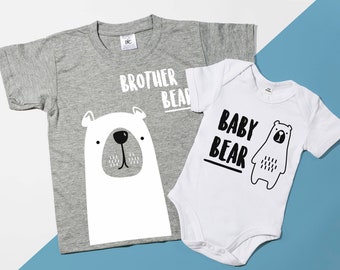 Brother Bear T-shirt & Baby Onesie, Matching Sibling Outfit, Big Brother Announcement - POM CLOTHING