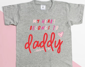 My Heart Belongs to Daddy Valentine T-shirt - Valentines t-shirt, kids valentines clothing - POM CLOTHING