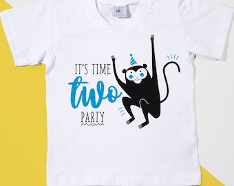 It's Time Two Party Birthday T-shirt -  birthday gift, birthday outfit, boys 2nd birthday t-shirt, two year old, 2nd birthday - POM CLOTHING