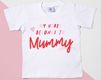 My Heart Belongs To Mummy Valentine T-shirt - T-shirt Saint-Valentin, vêtements de Saint-Valentin pour enfants - POM CLOTHING