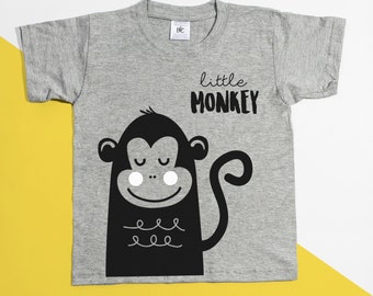 Little Monkey T-shirt- cute kids tee, illustrated tshirt, fun, cool top! - POM CLOTHING