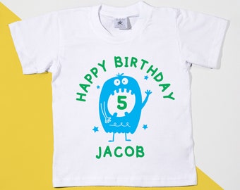 Tshirt d’anniversaire Monster personnalisé - Tenue d’anniversaire, 1ère 2ème 3ème fête d’anniversaire, tenue de premier anniversaire pour garçons - POM CLOTHING