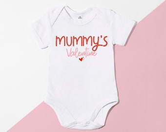 Mummy's Valentines Baby Onesie - Valentines t-shirt, kids valentines clothing, mummy valentines - POM CLOTHING