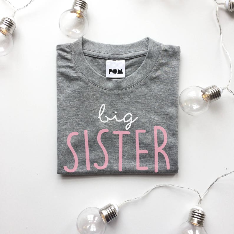 Big Sister T-shirt schattige kinderen t-shirt, broer of zus sets, verjaardagscadeau POM KLEDING afbeelding 2