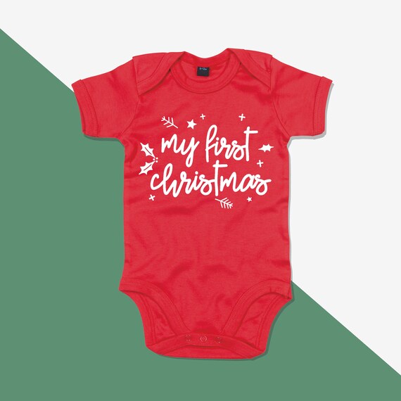 personalised my first christmas baby grow