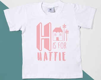 Camiseta personalizada Girls Alphabet - camiseta linda para niños, camiseta personalizada, diversión, camiseta gráfica - POM CLOTHING