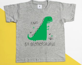 Big Brothersaurus Tshirt, Sibling Tshirt, Big Brother to be, Boys Dinosaur Tshirt, Big Brother Announcement  - POM CLOTHING