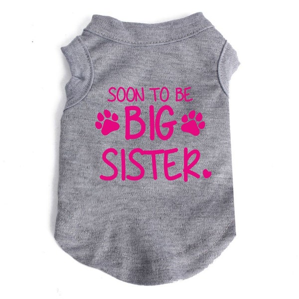 Soon to be big sister announcement vests, new baby, dog/ puppy /small pet vest/ t.shirt, dog apparel.  Custom made dog clothing