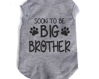 Soon to be big brother announcement vests, new baby, dog/ puppy /small pet vest/ t.shirt, dog apparel.  Custom made dog clothing