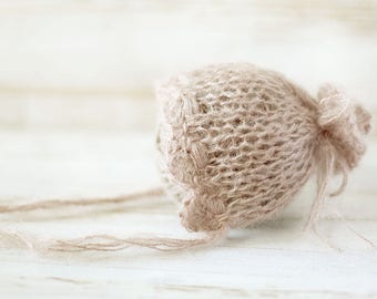 Newborn hat, newborn mohair bonnet, baby girl hat, hat, new born photo prop, photography