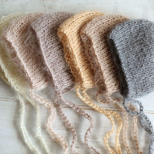 Newborn mohair hat,, 13 COLORS, knitted hat, baby girl hat, baby boy hat, new born photo prop, photography