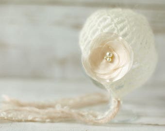 Newborn hat, newborn mohair bonnet, baby girl hat, hat, new born photo prop, photography