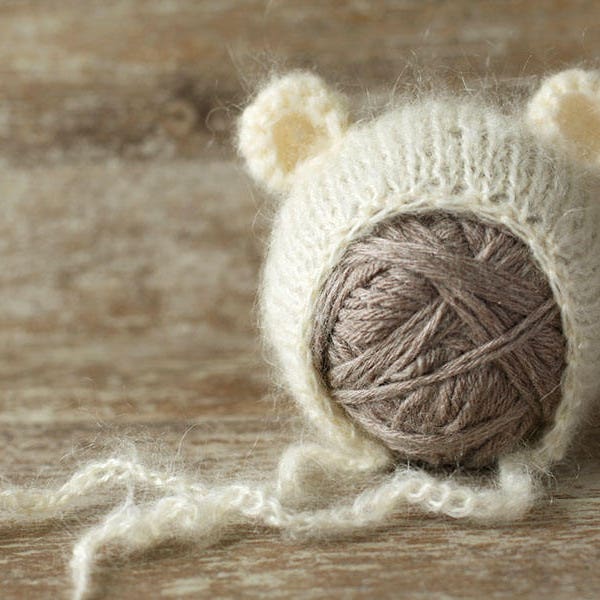 Newborn bear hat, 10 COLORS, newborn mohair hat, baby girl hat, baby boy hat, new born photo prop, photography