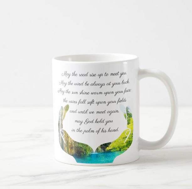 Set of Four Irish Blessing (May the road rise up to meet you) Mugs.  Royal Tara Bone China • Irish Ann