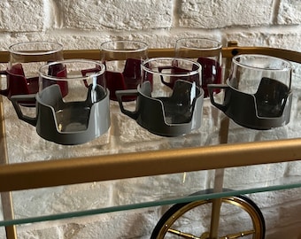 Vintage JAJ Drinkups Cup with Holder: 70s Retro Tableware