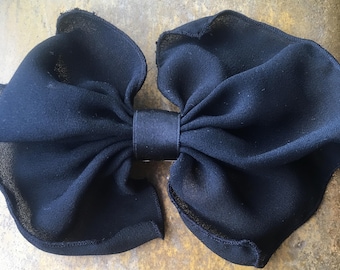 Vintage hair barrette/retro hair accessory/French hair barrette/black bow hair clip/black ribbon hair ornament/gift for her/Made in France