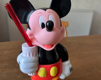 Vintage Mickey Mouse Figure Bottle with Straw, Disney Collector