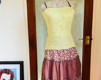 Knitted tank top/70's summer top/Size women S/100% Acrylic/Made in England/Lemon yellow tank top/70s summer fashion/John Craig/cute top