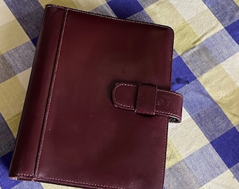 Vintage Day-Timer Leather Planner: 7-Ring Binder, Desk Size, Made in USA
