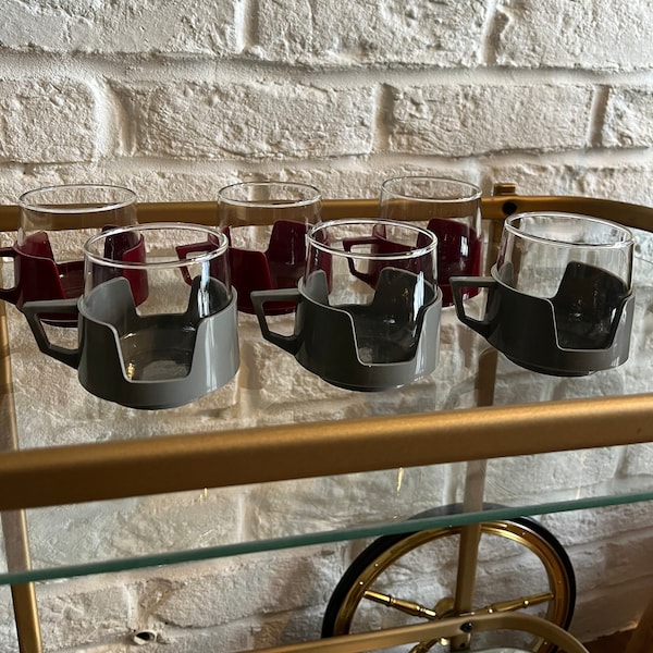 Vintage JAJ Drinkups Cup with Holder: 70s Retro Tableware