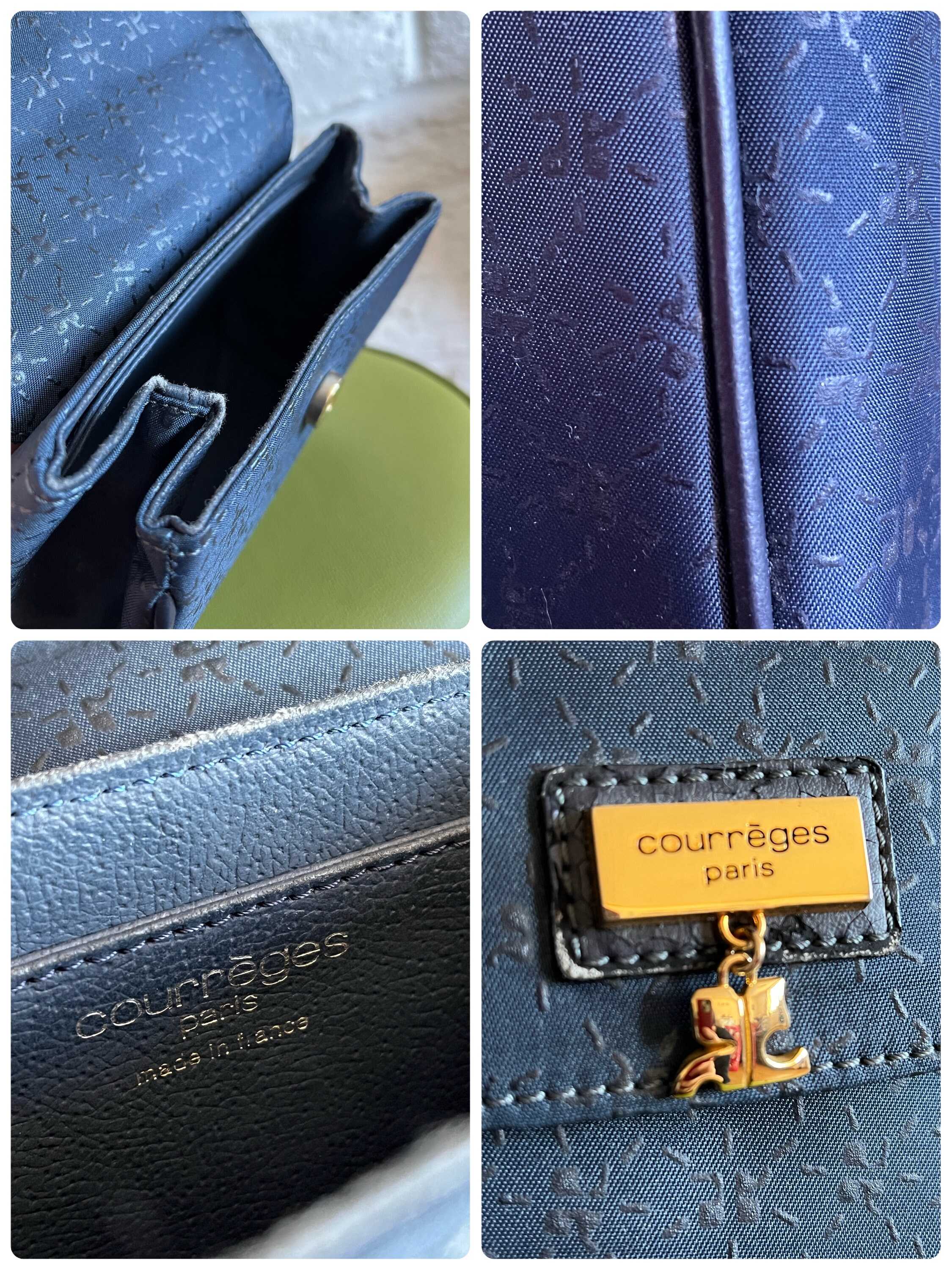 Courreges Paris Authentic Vintage Blue Leather Shoulder Bag/ Crossbody Bag