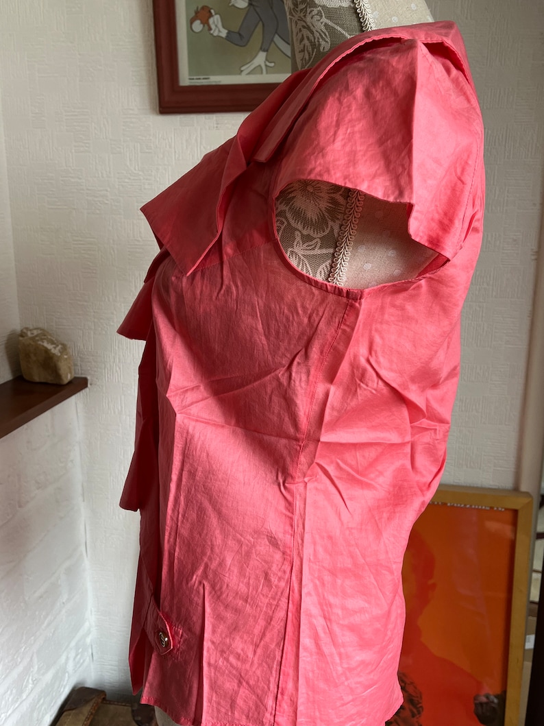 Vivienne Westwood Pink Cotton Blouse: Asymmetric Cap Sleeve, Made in Italy image 3