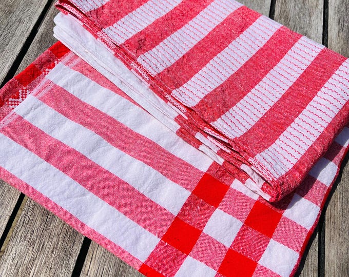 Vintage Bistro Style Tablecloth Red Check Cotton: Soft Furnishing