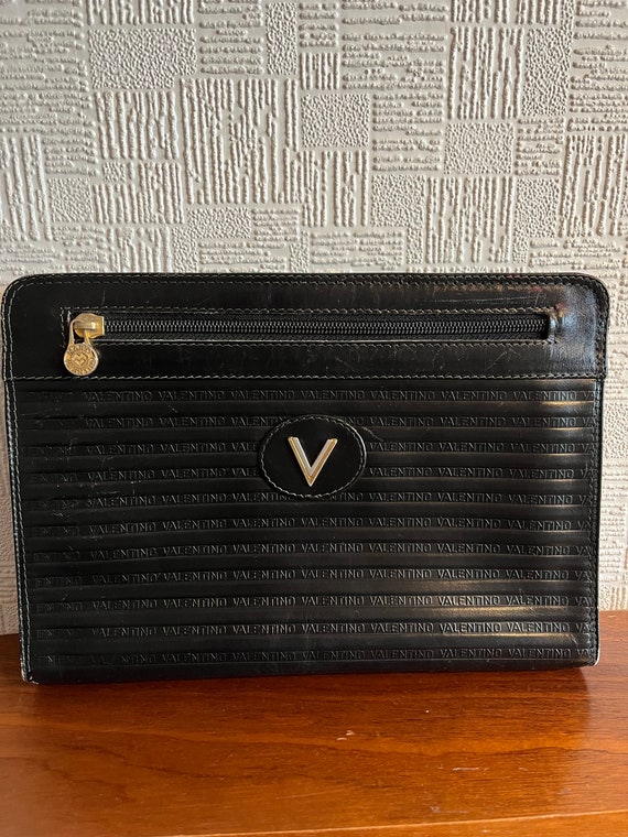 Vintage Mario Valentino Black Clutch Bag/leather Purse/80s - Etsy