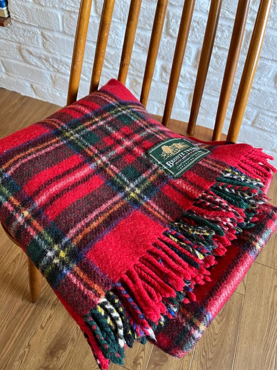 Vintage Shetland Wool Blanket: Handwoven Plaid Travel Rug - Etsy