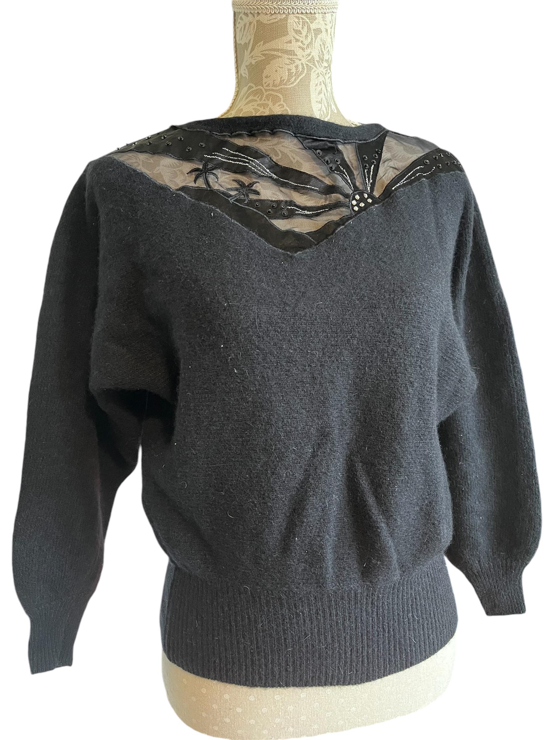 Vintage Lambswool Angora Sweater: 80s Embellished Boatneck Top - Etsy