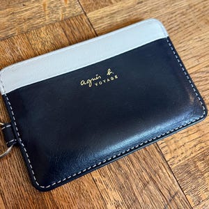 アニスB カードケース/レザーカードホルダー/トラベルカードケース/チェーンカードホルダー/カードホルダー/ブラック＆ホワイト/ポケットカードホルダー/レザーアクセサリー