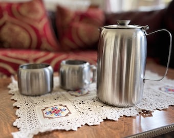 Vintage Old Hall Stainless Steel Coffee Set: Mid-Century Modern Tableware