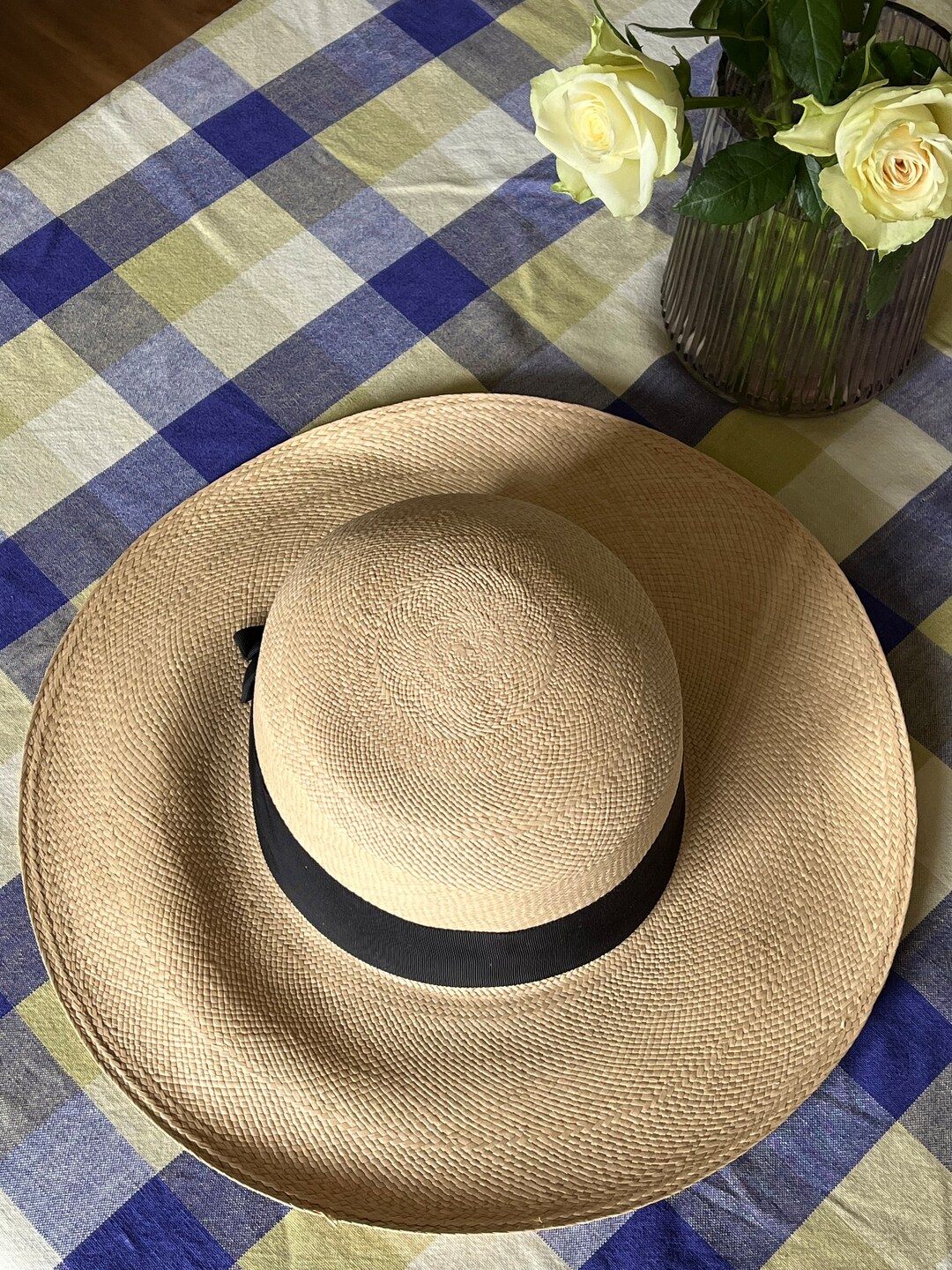 Women's Panama Hat/hand Made in Ecuador/100 Natural Straw/wide Brim