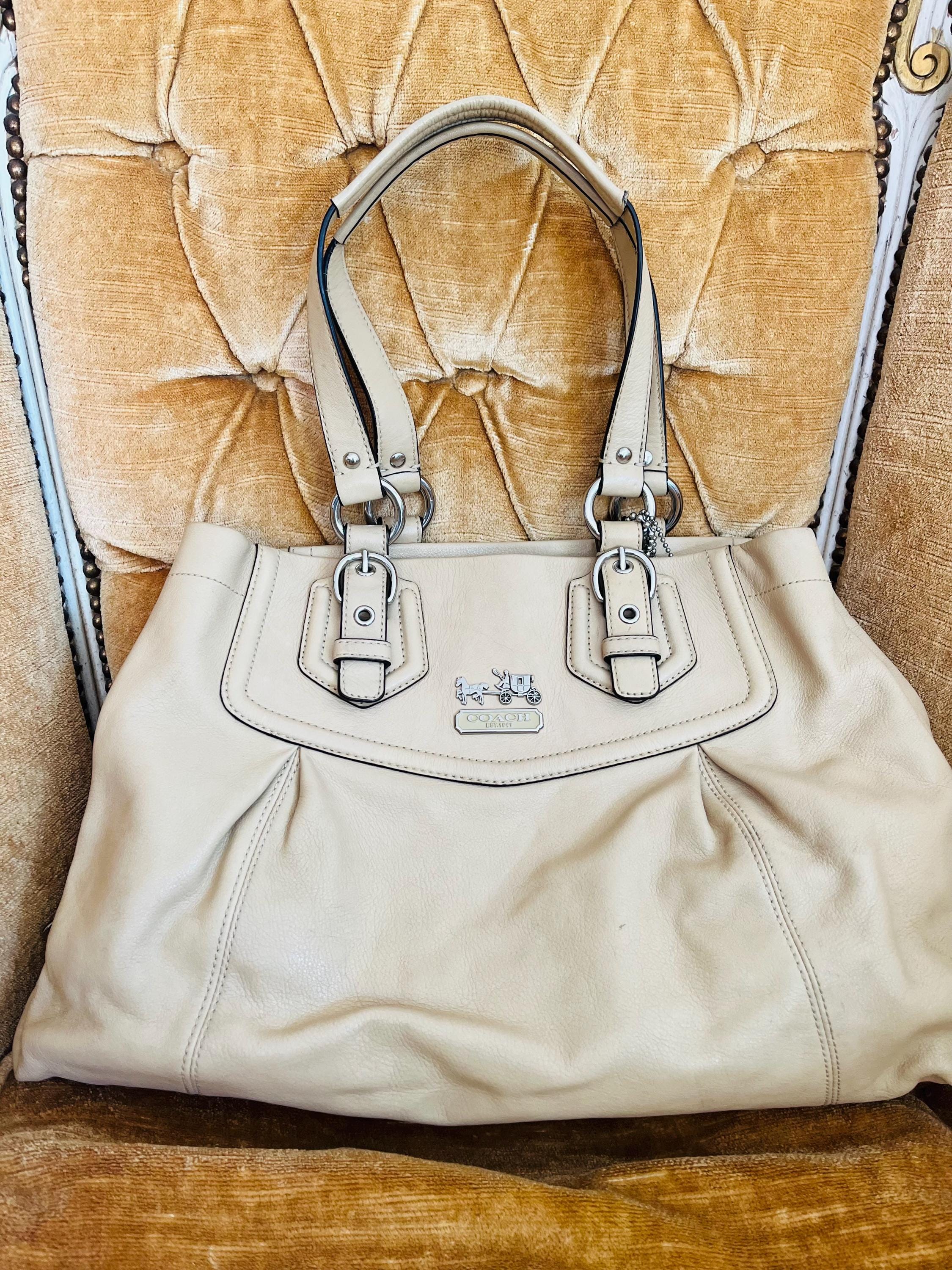 COACH Madison Bag/leather Tote Bag/coach Handbag/beige Leather/top