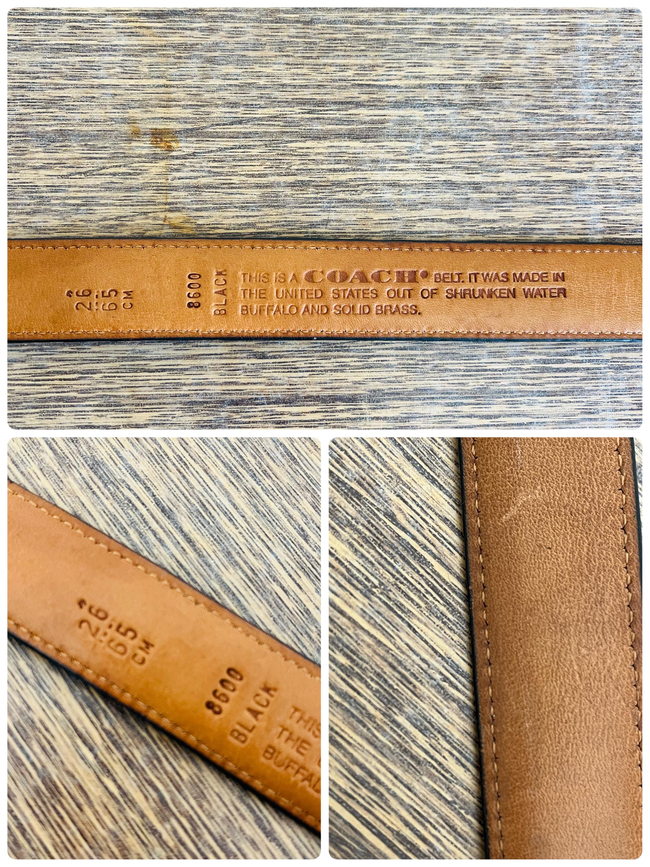 Vintage Coach Black Leather Belt: Solid Brass Buckle, Made in USA