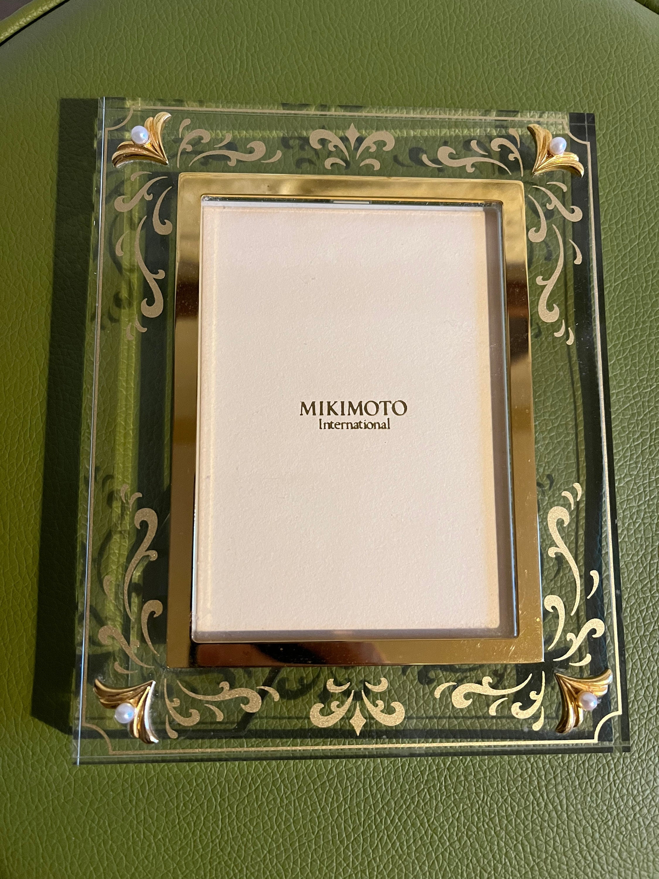 MIKIMOTO International Photo Frame/real Pearls/desk Photo Frame