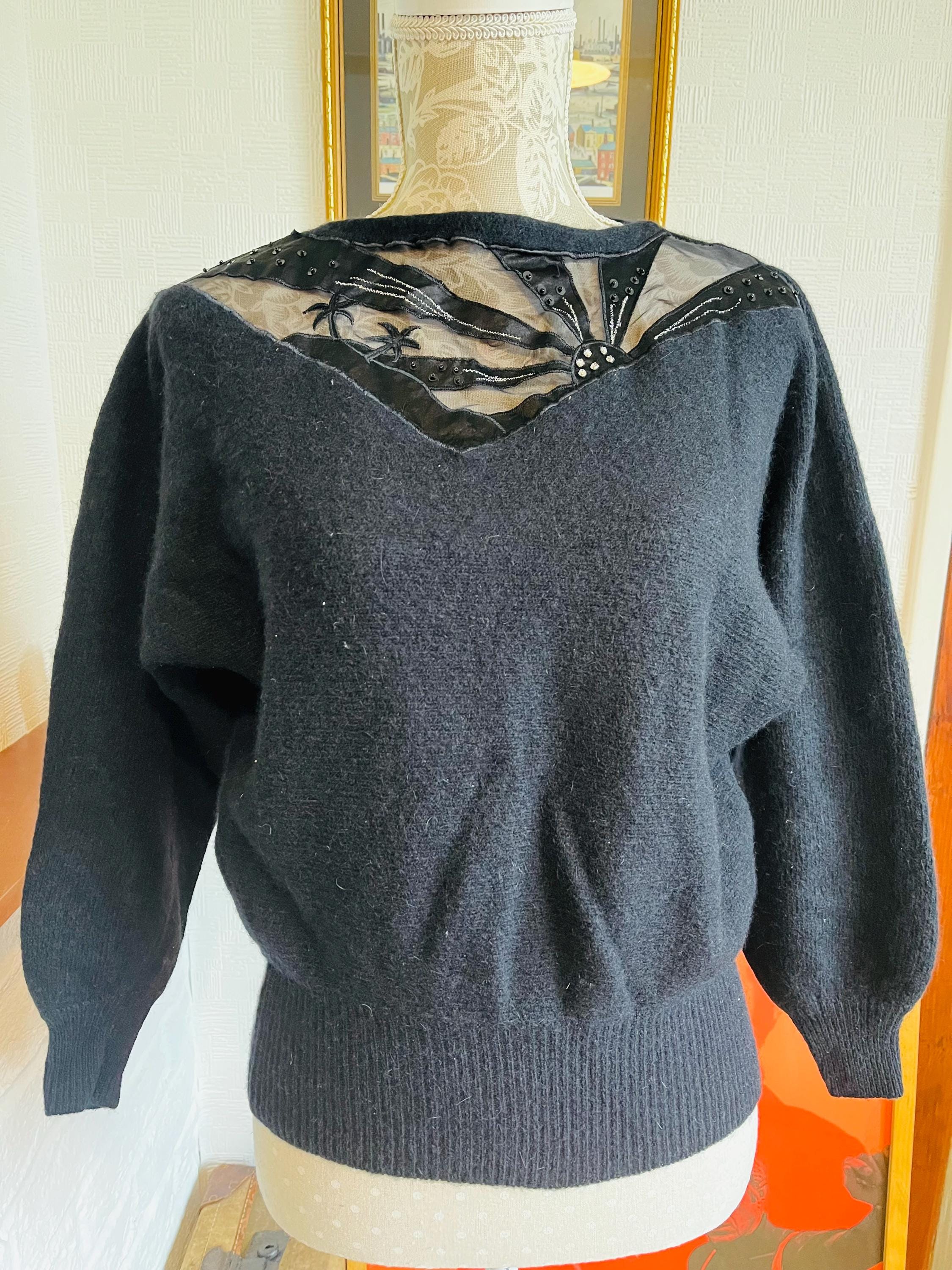 Vintage Lambswool Angora Sweater: 80s Embellished Boatneck Top - Etsy