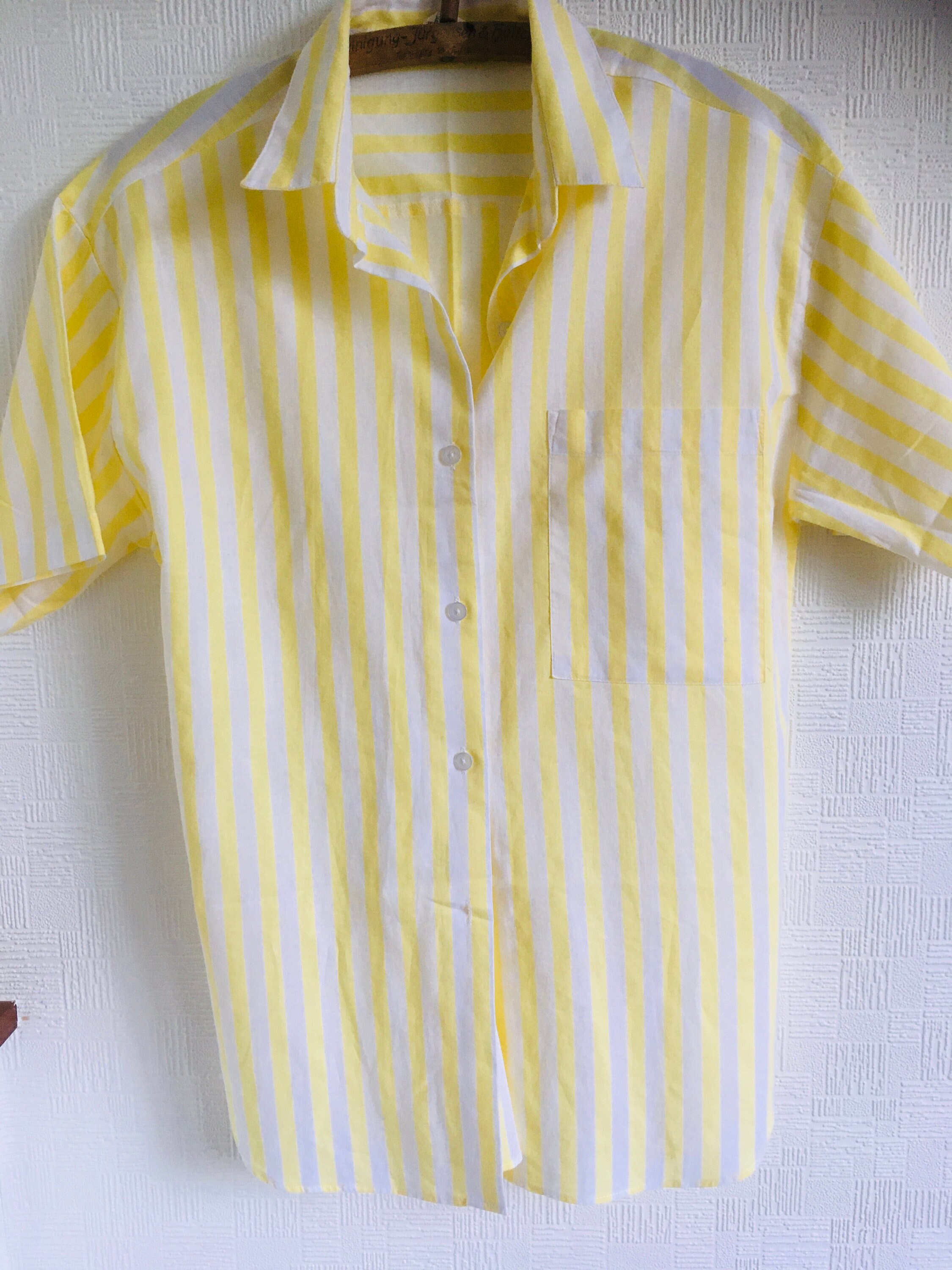 Women's summer shirt/shorts sleeves/cotton shirt/yellow | Etsy