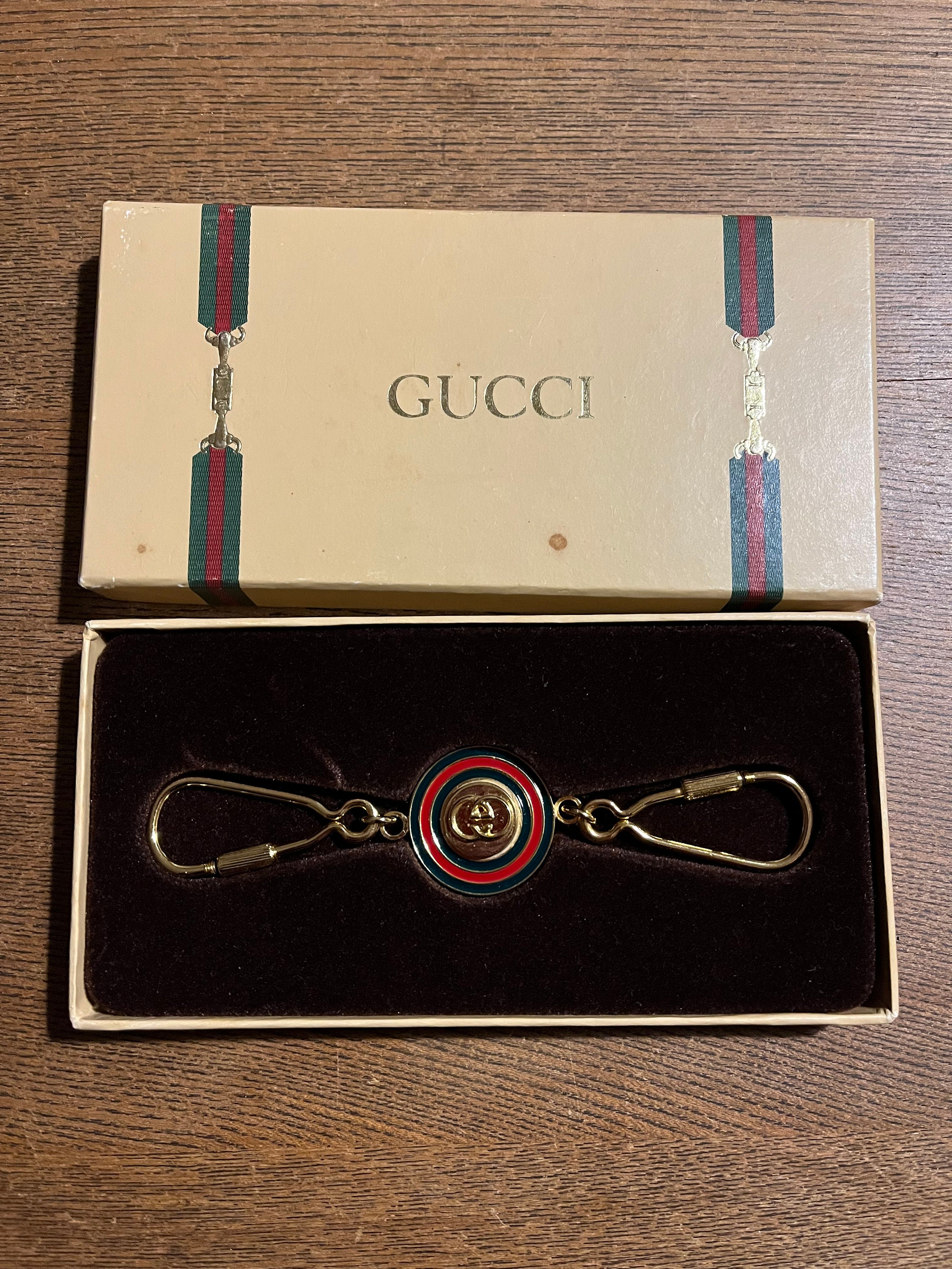 Vintage Gucci 80s Horsebit Two Tone Keychain New W/tag 
