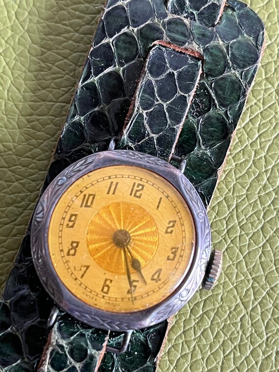 Antique 925 Silver Ladies Watch With Snakeskin Band (not  display picture 2