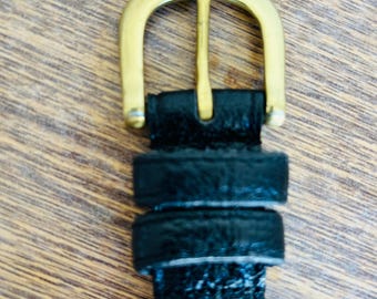 Vintage Coach Black Leather Belt: Solid Brass Buckle, Made in USA