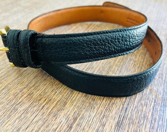 Vintage Coach Black Leather Belt: Solid Brass Buckle, Made  display picture 3